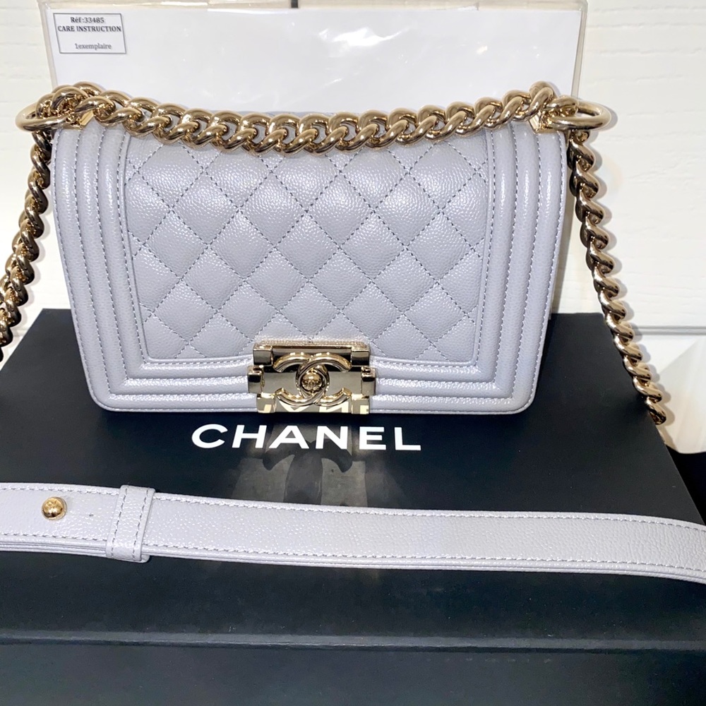 CHANEL LE BOY BAG SMALL GREY